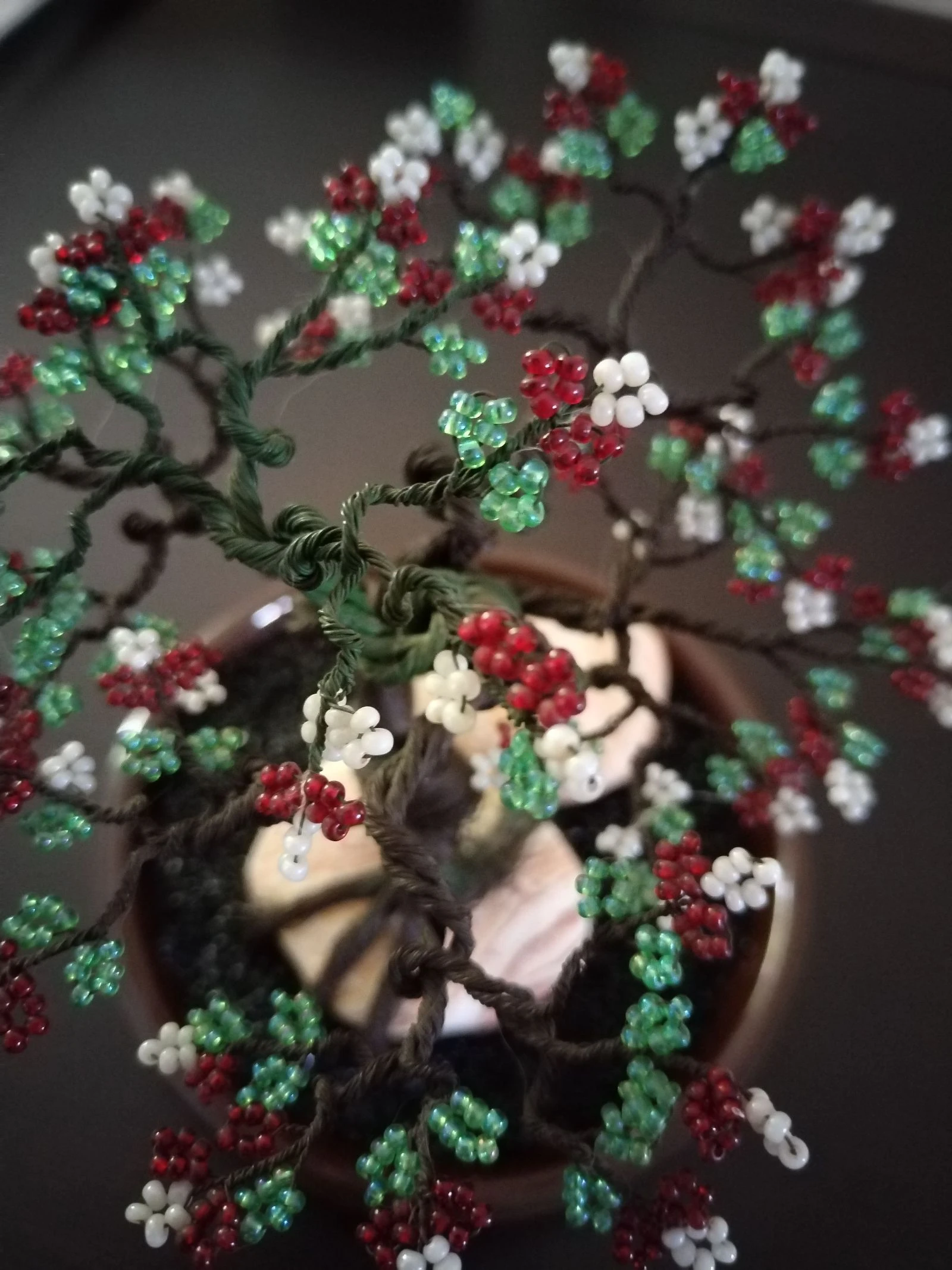 Very beautiful bonsai sculpture made of wire and pretty small beads. Handmade artisanal. – photo 8